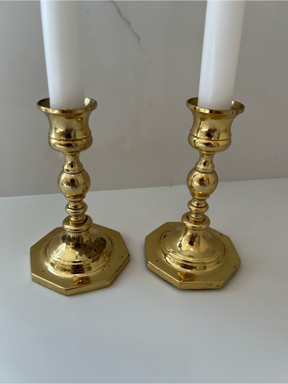 Baldwin Brass lacquered Candle Holders - Pair